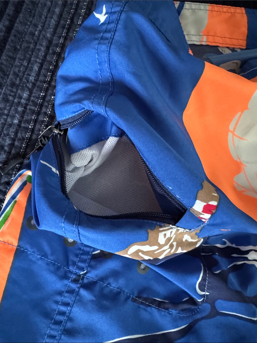 Ralph Lauren RLX Sailboat-Print Swim Board Shorts with Orange & Green Accents - Picture 7 of 15